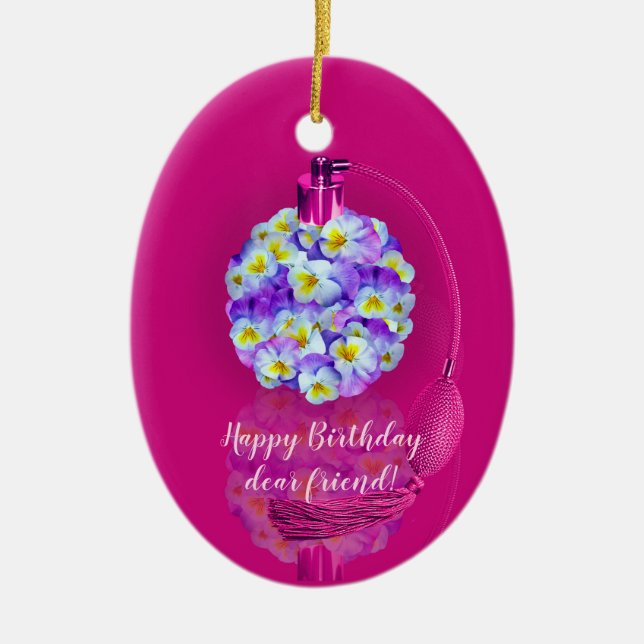 Lovely Pansy Atomizer  Birthday Party Ceramic Ornament (Front)