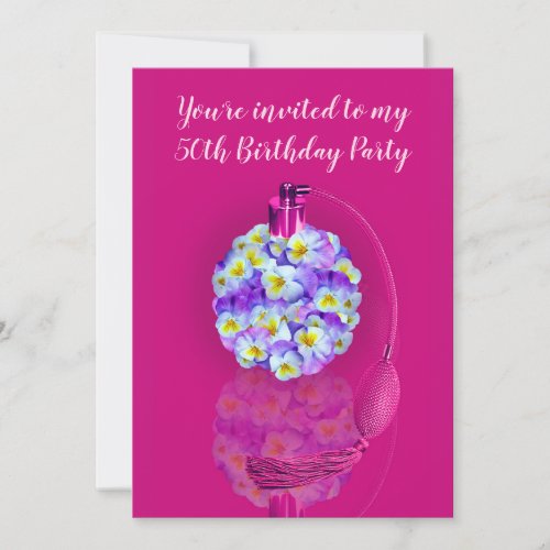 Lovely Pansy Atomizer Birthday Party Invitation