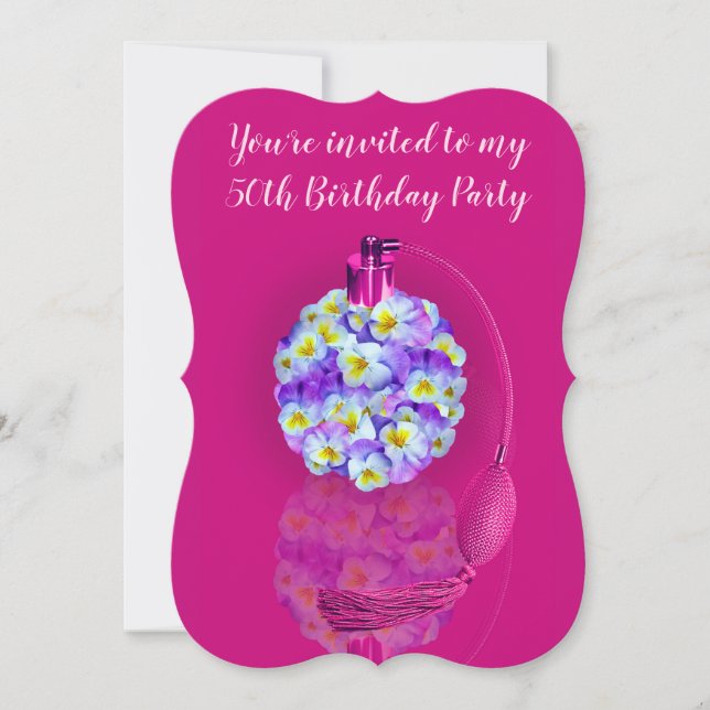 Lovely Pansy Atomizer Birthday Party Invitation (Front)