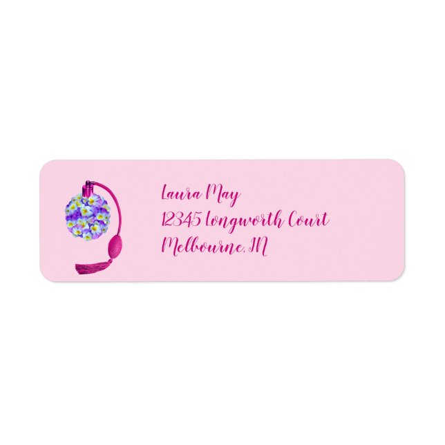 Lovely Pansy Atomizer Birthday Party Label (Front)