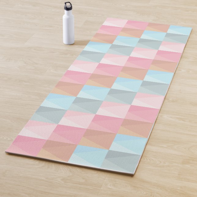 Lovely Pastel Abstract Tiles and Triangles Pattern Yoga Mat (In Situ)