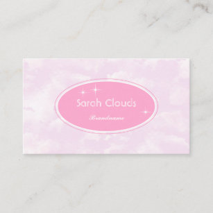 Lovely Pastel Baby Pink Sky Clouds Stylish Stars Business Card