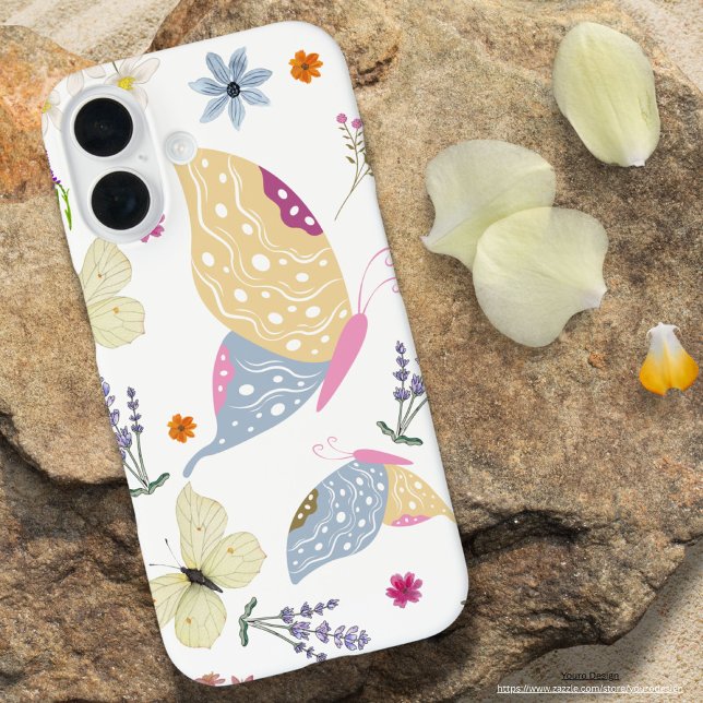 Lovely pastel butter flies Cute white background Case-Mate iPhone Case (Creator Uploaded)