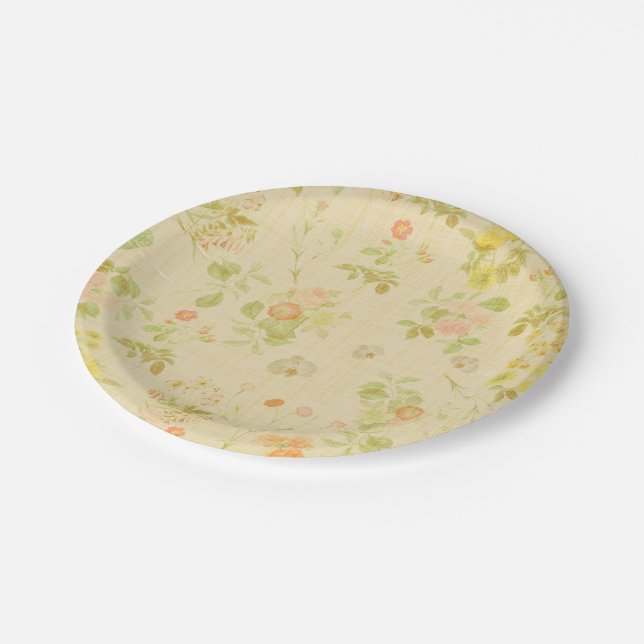 Lovely Pastel Floral Design Paper Plates (Angled)