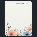 Lovely Pastel Flowers Letterhead<br><div class="desc">Sweet flowers in pastel peach,  cream,  and blue on a light cream background make this the perfect letterhead for your correspondence.  Would also make a beautiful newsletter or invitation.</div>