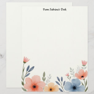Lovely Pastel Flowers Stationery Paper