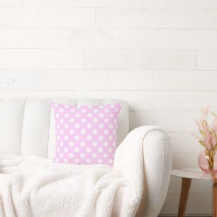 Lovely Pastel Rose Color With Big White Polka Dots Throw Pillow