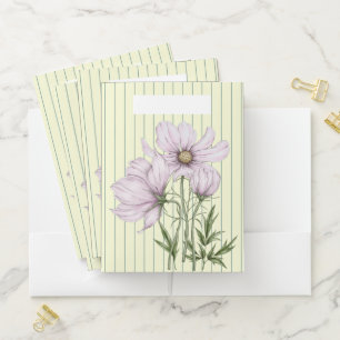 Lovely pastel vintage striped Floral Trendy Pocket Folder