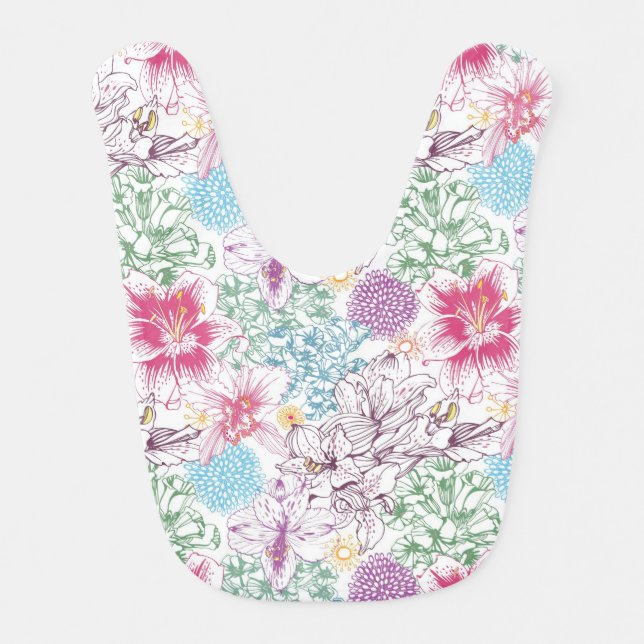 Lovely pattern with colorful flowers bib (Front)