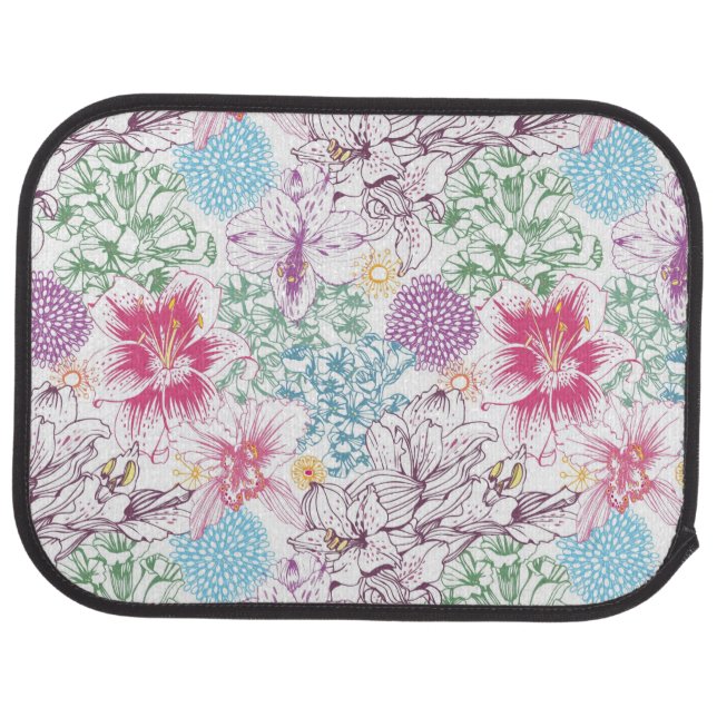Lovely pattern with colorful flowers car mat (Rear)
