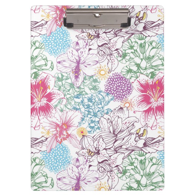 Lovely pattern with colorful flowers clipboard (Front)