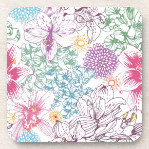 Lovely pattern with colorful flowers coaster