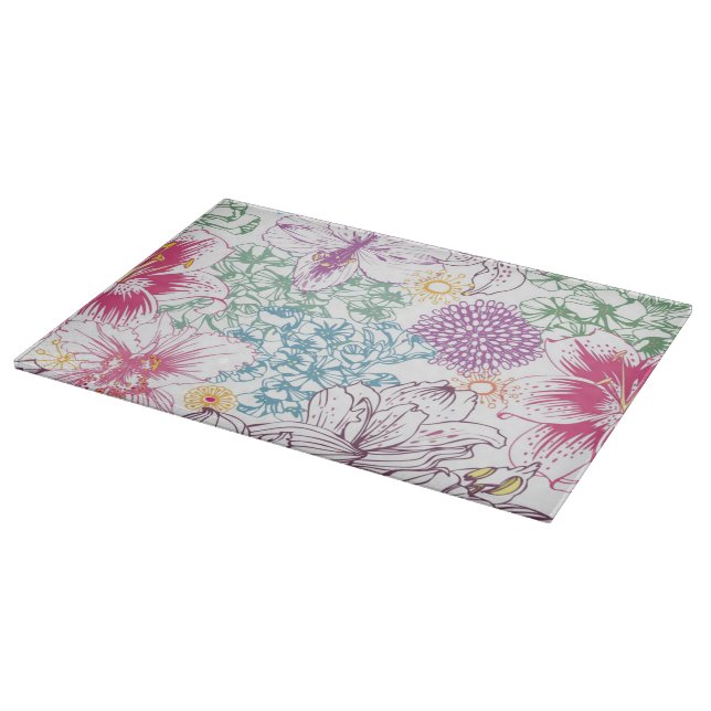 Lovely pattern with colorful flowers cutting board (Corner)