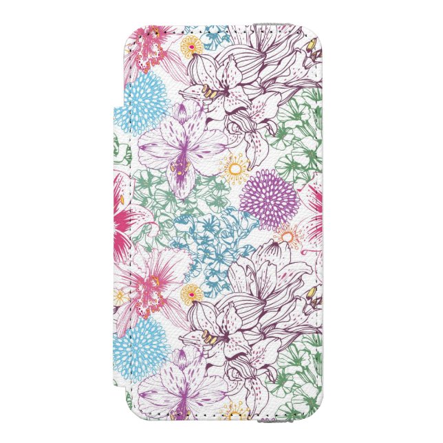 Lovely pattern with colorful flowers incipio iPhone wallet case (Folio Front)