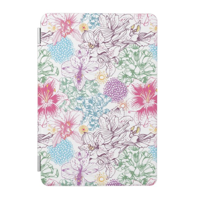Lovely pattern with colorful flowers iPad mini cover (Front)