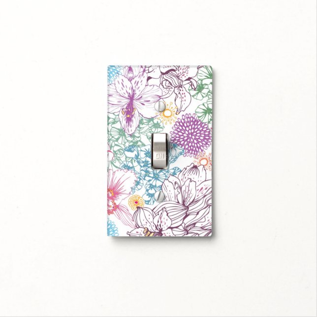 Lovely pattern with colorful flowers light switch cover (In Situ)