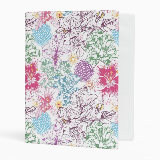Lovely pattern with colorful flowers mini binder (Front/Inside)