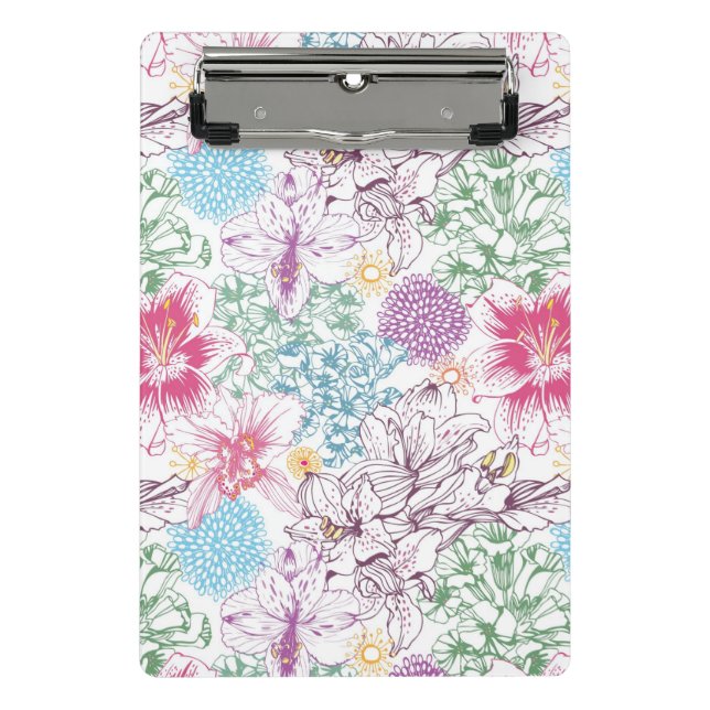 Lovely pattern with colorful flowers mini clipboard (Front)