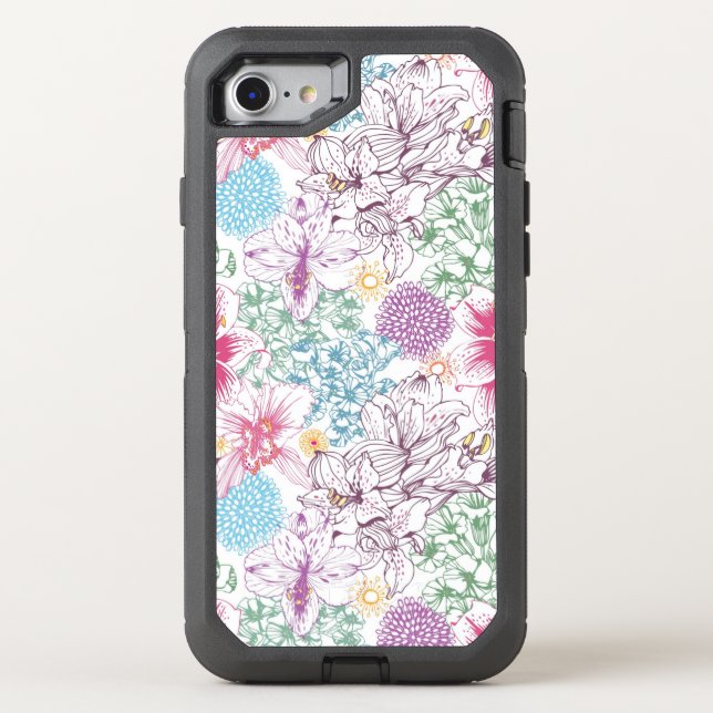 Lovely pattern with colorful flowers otterbox iPhone case (Back)