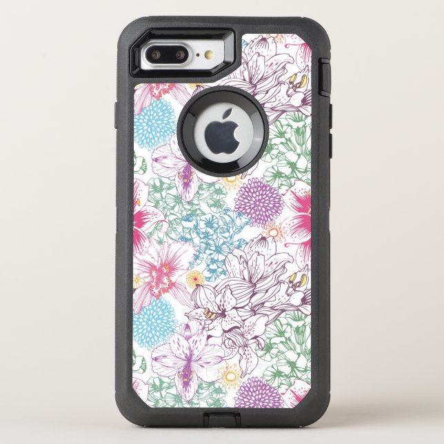 Lovely pattern with colorful flowers otterbox iPhone case (Back)