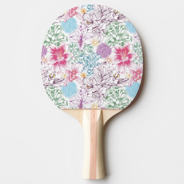 Lovely pattern with colorful flowers Ping-Pong paddle (Front)