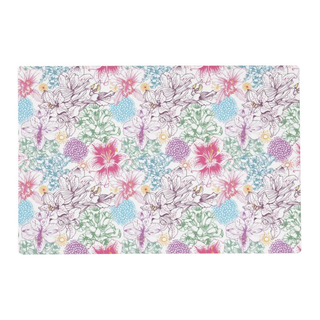 Lovely pattern with colorful flowers placemat (Front)