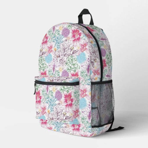 Lovely pattern with colorful flowers printed backpack