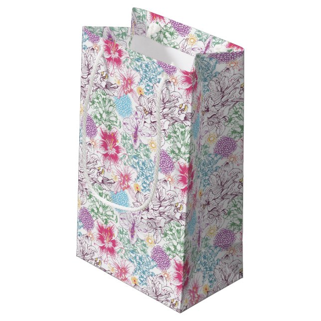 Lovely pattern with colorful flowers small gift bag (Back Angled)