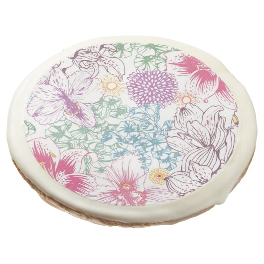 Lovely pattern with colorful flowers sugar cookie (Angled)