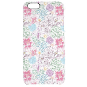 Lovely pattern with colorful flowers clear iPhone 6 plus case
