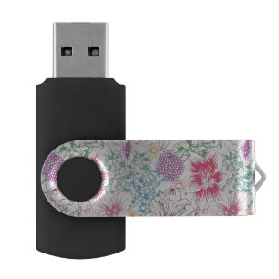 Lovely pattern with colorful flowers USB flash drive