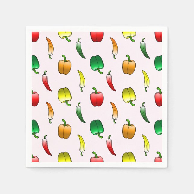 Lovely pattern with peppers and long sweet peppe napkins (Front)