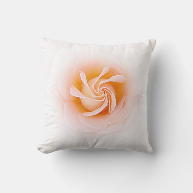 Lovely Peach Colored Rose Throw Pillow (Front)