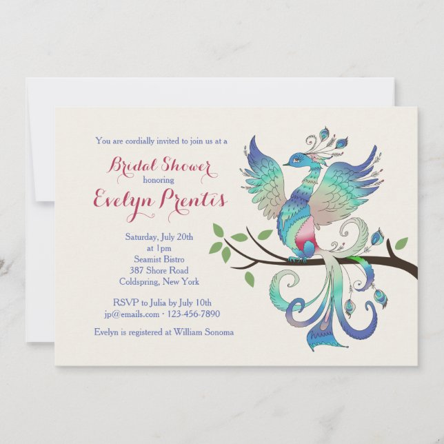 Lovely Peacock Invitation (Front)
