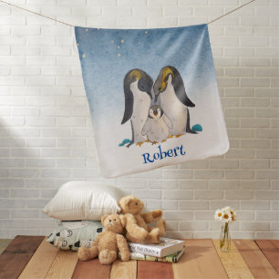 Lovely Penguin Family Baby Blanket