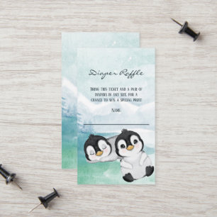 Lovely Penguins Baby Shower Diaper Raffle Tickets