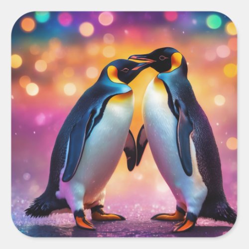 Lovely penguins sticker square sticker