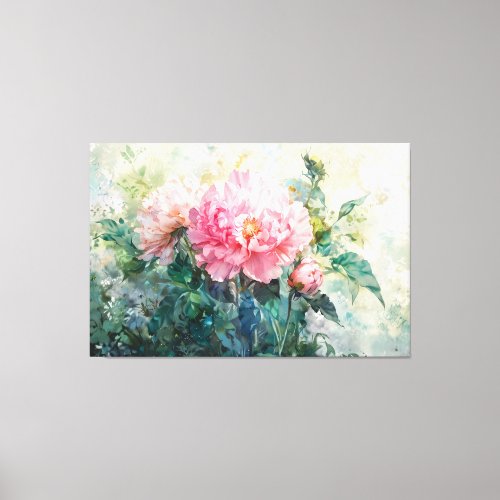  Lovely Peony TV2 Pink Stretched Canvas Print