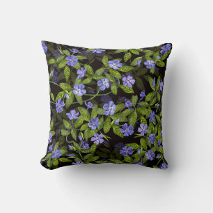 Lovely Periwinkle Days Pattern   Black   Throw Pillow