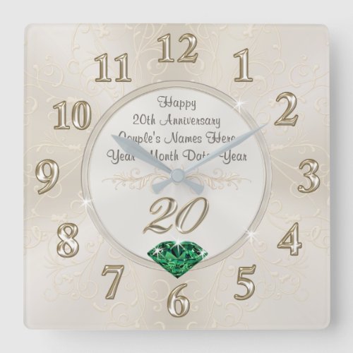 Lovely Personalized 20th Anniversary Gifts Clock