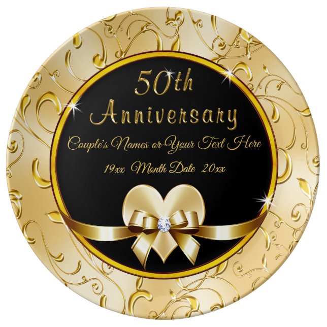 Lovely Personalized 50th Wedding Anniversary Gifts Dinner Plate (Front)