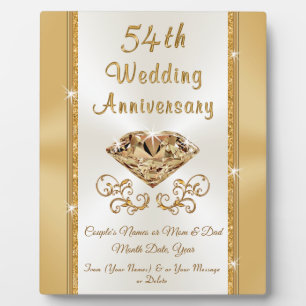 Lovely Personalized 54th Wedding Anniversary Gift Plaque