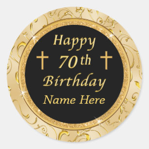 Lovely Personalized 70th Birthday Favor Stickers