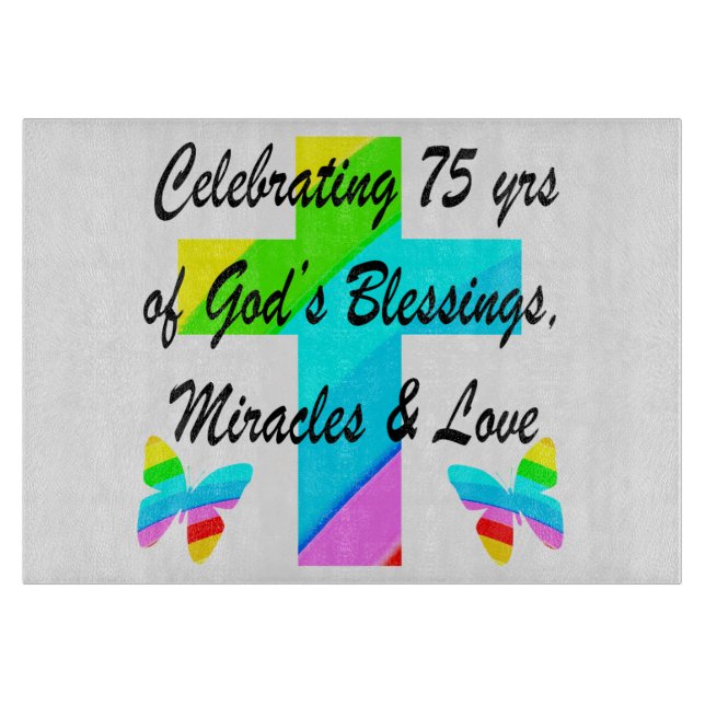 LOVELY PERSONALIZED 75TH BIRTHDAY DESIGN CUTTING BOARD (Front)
