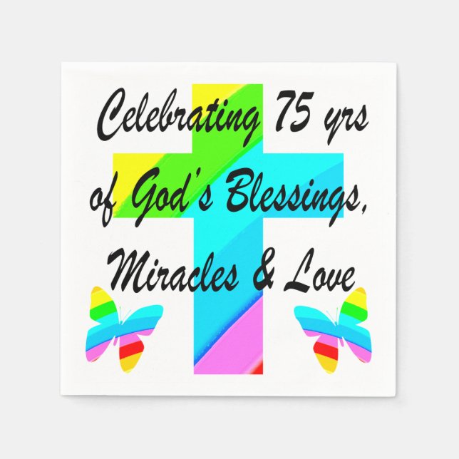 LOVELY PERSONALIZED 75TH BIRTHDAY DESIGN PAPER NAPKINS (Front)