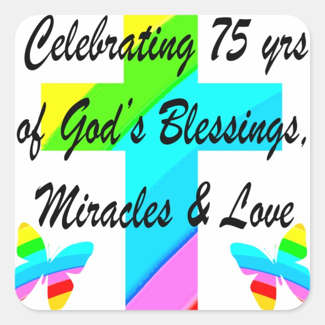 LOVELY PERSONALIZED 75TH BIRTHDAY DESIGN SQUARE STICKER (Front)