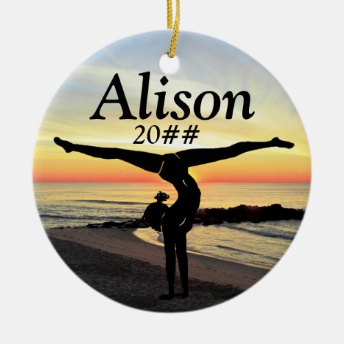 LOVELY PERSONALIZED AND DATED GYMNAST ORNAMENT