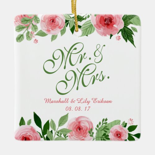 Lovely Personalized Floral Wedding  Ornament