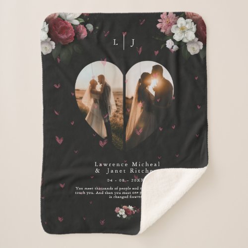 lovely personalized Heart shape 2 Photo Collage Sherpa Blanket