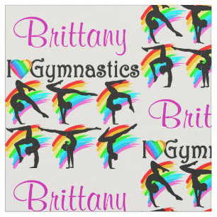 LOVELY PERSONALIZED I LOVE GYMNASTICS FABRIC